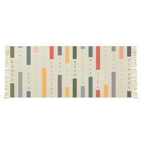 Colourful Striped Cotton Area Rug with Tassel Hand Woven Floor Carpet Rug for Living Room Bedroom