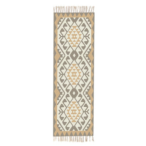 Decorative Geometric Pattern Cotton Area Rug Hand Woven Washable Rug Entryway Bedside Runner Thin Floor Mat Carpet with Tassel