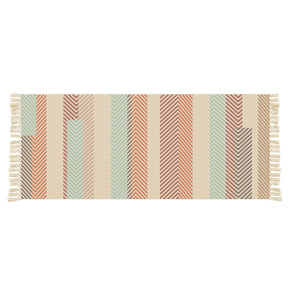 Decorative Colourful Striped Pattern Cotton Area Rug Hand Woven Washable Rug Entryway Bedside Runner Thin Floor Mat Carpet with Tassel
