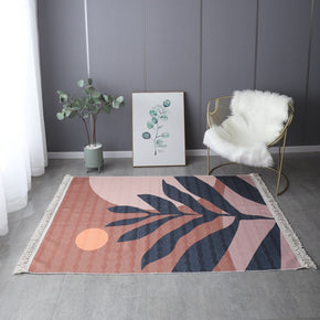 Retro Simple Cotton Linen Area Rug with Tassel Hand Woven Floor Carpet Rug for Living Room Bedroom 22
