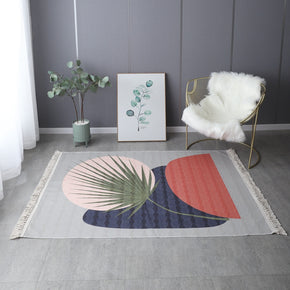 Retro Simple Cotton Linen Area Rug with Tassel Hand Woven Floor Carpet Rug for Living Room Bedroom 23