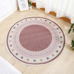 Modern Round Cotton linen Area Rug Hand Woven Floor Carpet Rug for Living Room Bedroom