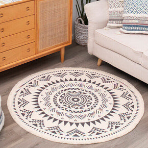 Moroccan Geometric Cotton Area Rug with Tassel Hand Woven Machine Washable Floor Carpet Rug for Living Room Bedroom