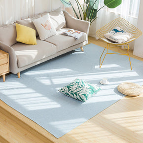 Blue Cotton and Linen Simple Modern Carpets Living Room Bedroom Solid Color Rugs