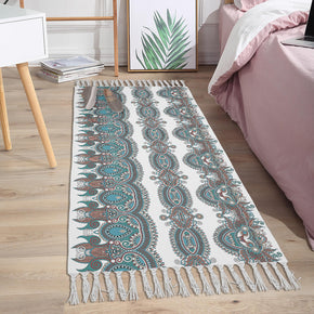 Classical Printed Patterns Cotton and Linen Area Rug with Tassel Handwoven Floor Carpet Rug for Living Room Bedroom 03