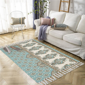Classical Printed Patterns Cotton and Linen Area Rug with Tassel Handwoven Floor Carpet Rug for Living Room Bedroom 06