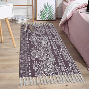 Classical Printed Patterns Cotton and Linen Area Rug with Tassel Handwoven Floor Carpet Rug for Living Room Bedroom 07
