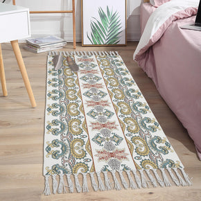 Classical Printed Patterns Cotton and Linen Area Rug with Tassel Handwoven Floor Carpet Rug for Living Room Bedroom 08