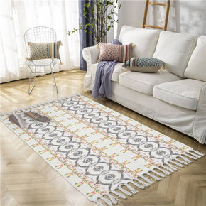 Classical Printed Patterns Cotton and Linen Area Rug with Tassel Handwoven Floor Carpet Rug for Living Room Bedroom 13
