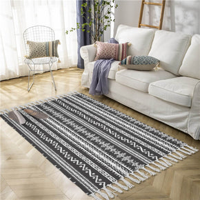 Moroccan Geometric Pattern Cotton and Linen Area Rug with Tassel Handwoven Floor Carpet Rug for Living Room Bedroom 03