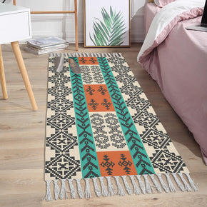 Moroccan Geometric Pattern Cotton and Linen Area Rug with Tassel Handwoven Floor Carpet Rug for Living Room Bedroom 10