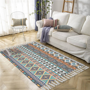 Moroccan Geometric Pattern Cotton and Linen Area Rug with Tassel Handwoven Floor Carpet Rug for Living Room Bedroom 11