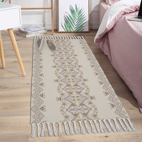 Moroccan Geometric Pattern Cotton and Linen Area Rug with Tassel Handwoven Floor Carpet Rug for Living Room Bedroom 12
