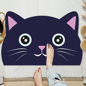 Cute Cartoon Cat Shape Bathroom Entryway Wear-resistant Dust-removing Anti-slip Doormat Rugs Cuttable