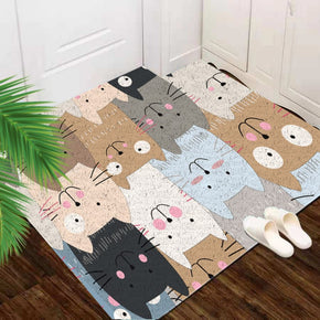 Cat Cartoon Cute Animal Entryway Bathroom Wear-resistant Dust-removing Anti-slip Doormat Rugs Cuttable