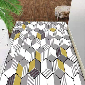 Yellow Geometric Lovely Entryway Bathroom Wear-resistant Dust-removing Anti-slip Doormat Rugs Cuttable