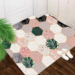 Lovely Pink Geometric Entryway Bathroom Wear-resistant Dust-removing Anti-slip Doormat Rugs Cuttable