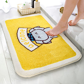 Little Yellow Elephant Cartoon Cute Patterned Entryway Doormat Rugs Kitchen Bathroom Anti-skip Mats