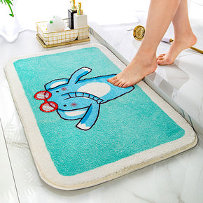 Blue Little Elephant Cartoon Cute Patterned Entryway Doormat Rugs Kitchen Bathroom Anti-skip Mats