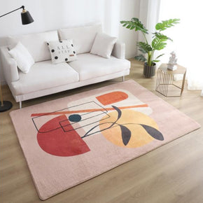 Pink Simple Patterned Imitation Cashmere Shaggy Comfy Modern Rugs For Living Room Bedroom Bedside Carpet