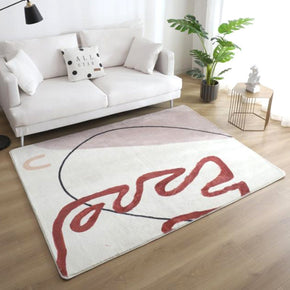 Red Lines Simple Patterned Faux Cashmere Plush Comfy Modern Rugs For Living Room Bedroom Bedside Carpet