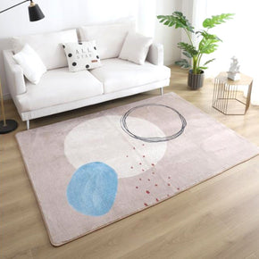 Pink Simple Circle Patterned Faux Cashmere Plush Comfy Modern Rugs For Living Room Bedroom Bedside Carpet