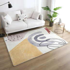 Colourful Abstract Simple Patterned Faux Cashmere Plush Comfy Modern Rugs For Living Room Bedroom Bedside Carpet