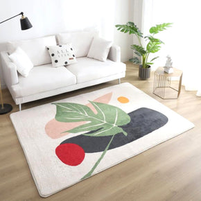 Green Leaf Simple Pattern Faux Cashmere Plush Comfy Modern Rugs For Living Room Bedroom Bedside Carpet