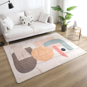 Multicolour Simple Geometric Pattern Faux Cashmere Plush Comfy Modern Rugs For Living Room Bedroom Bedside Carpet