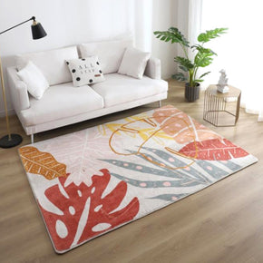 Multi-shaped And Coloured Leaves Simple Pattern Faux Cashmere Shaggy Comfy Modern Rugs For Living Room Bedroom Bedside Carpet