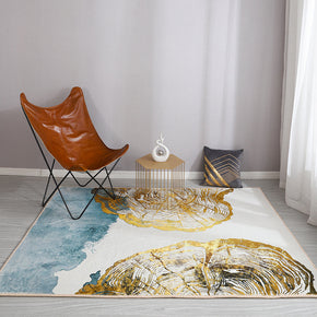 Quality Golden Lines Circle Pattern Faux Cashmere Plush Comfy Modern Rugs For Living Room Bedroom Bedside Carpet