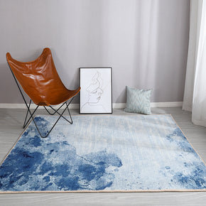 Beautiful Blue Splash Ink Pattern Faux Cashmere Plush Comfy Modern Rugs For Living Room Bedroom Bedside Carpet