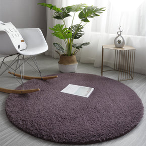 Round Grey Purple Simple And Modern Lambs Wool Comfy Plush Rugs For Living Room Kids Room Bedroom Bedside Carpet