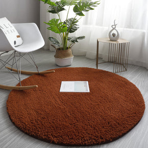 160cm Brown Simple And Modern Round Lambs Wool Comfy Shaggy Rugs For Living Room Kids Room Bedroom Bedside Carpet