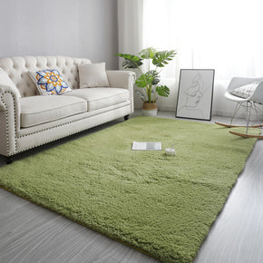 Comfy Grass Green Simple Modern Lambswool Shaggy Rugs For Living Room Kids Room Bedroom Bedside Carpet