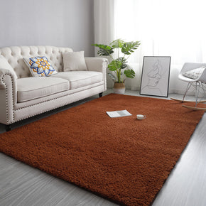 Brown Simple Modern Comfy Lambs Wool Shaggy Rugs For Living Room Kids Room Bedroom Bedside Carpet