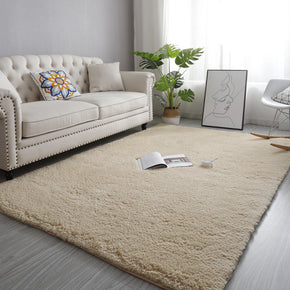 Light Yellow Colour Simple Modern Comfy Faux Lambs Wool Shaggy Rugs For Living Room Bedroom Bedside Carpet