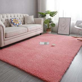 Pretty Watermelon Red Simple Modern Comfy Lambswool Shaggy Rugs For Living Room Bedroom Bedside Carpet