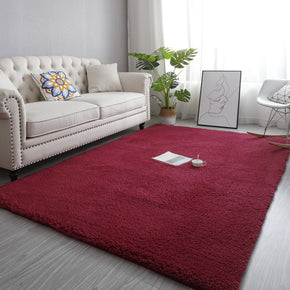 Wine Red Simple Modern Plain Comfy Lambswool Comfy Plush Rugs For Living Room Bedroom Bedside Carpet