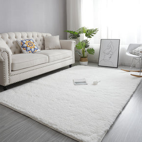 Creamy-White Simple Modern Plain Comfy Lambs Wool Comfy Plush Rugs For Living Room Bedroom Bedside Carpet