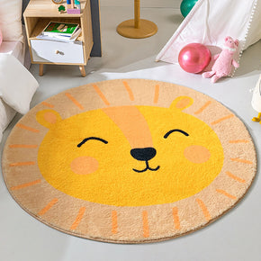 Cartoon Cat Patterned Round Imitation Cashmere Shaggy Soft Rugs For Living Room Bedroom Bedside Carpet