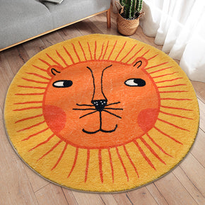 Cute Cartoon Lion Patterned Round Imitation Cashmere Shaggy Soft Rugs For Living Room Bedroom Bedside Carpet