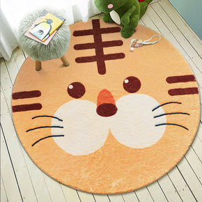 Lovely Cartoon Small Tiger Patterned Round Imitation Cashmere Shaggy Soft Rugs For Living Room Bedroom Bedside Carpet