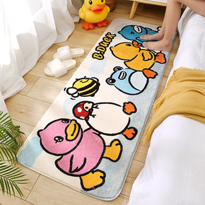 Little Yellow Duck Cartoon Patterned Plush Soft Girls Boys Bedroom Kids Room Bedside Carpet Rugs Runners 09
