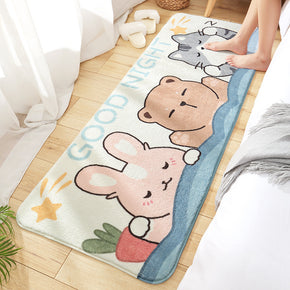 Cartoon Animals Sleeping Patterned Plush Soft Girls Boys Bedroom Kids Room Bedside Carpet Rugs Runners