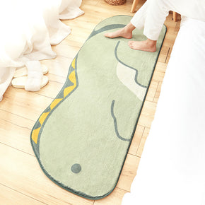 Green Cartoon Dinosaur Patterned Plush Soft Girls Boys Bedroom Kids Room Bedside Carpet Rugs Runners