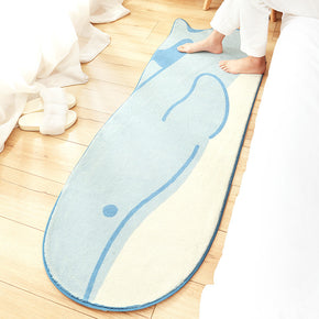 Blue Cartoon Whale Patterned Plush Soft Girls Boys Bedroom Kids Room Bedside Carpet Rugs Runners