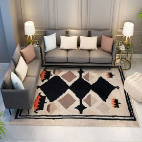 Moroccan Soft Black Area Rug Faux Cashmere Carpets For Bedroom Living Room Hall Kids room