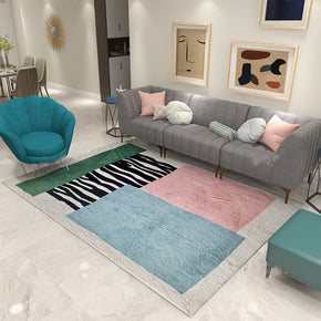 Simple and Bright Faux Cashmere Blue Pink Area Rug Soft Carpets For Bedroom Hall Living Room Office