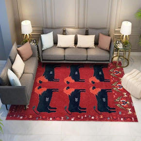 Animal Picture Faux Cashmere Area Rug Soft Carpets For Bedroom Hall Living Room Office